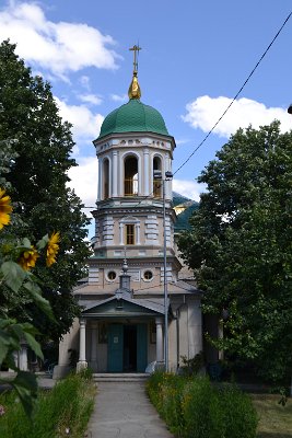 Kostel s popem ve městě Tulcea